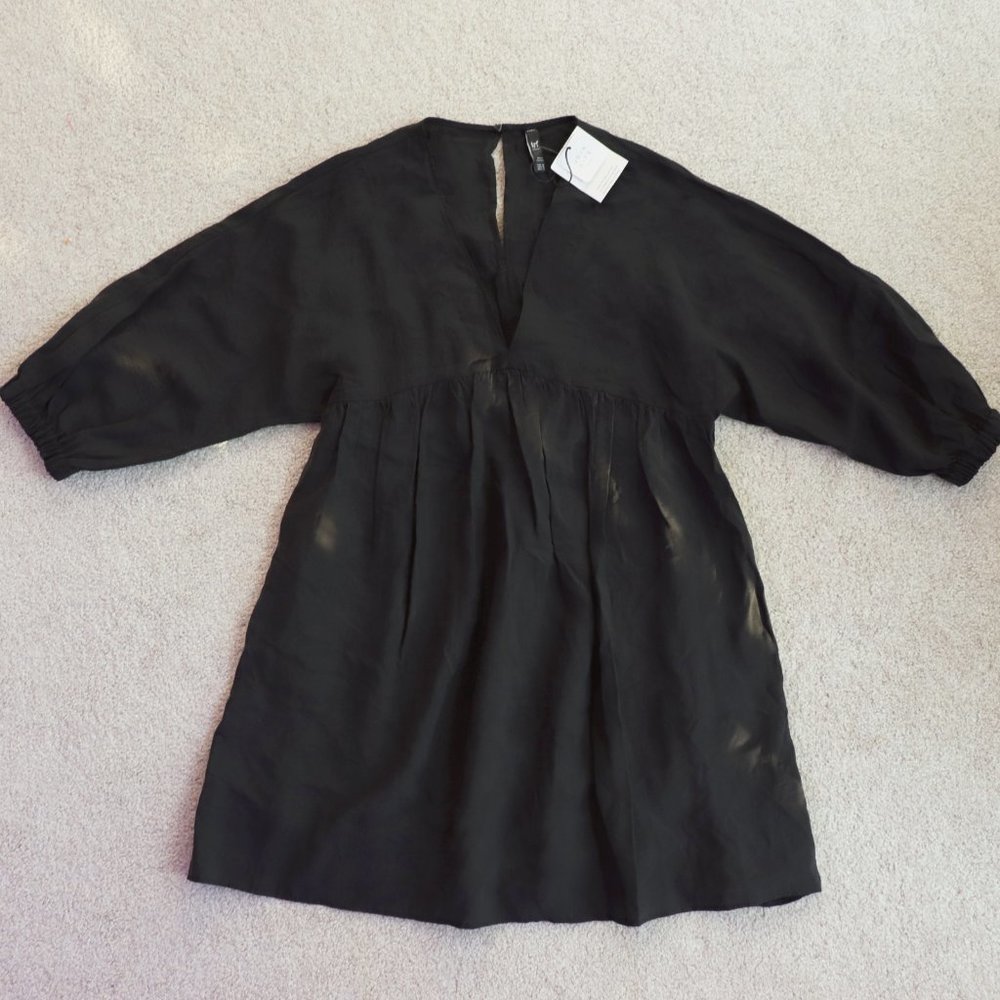 SOLD ZARA Puff Sleeve Babydoll Dress Black M - Picture 7 of 14